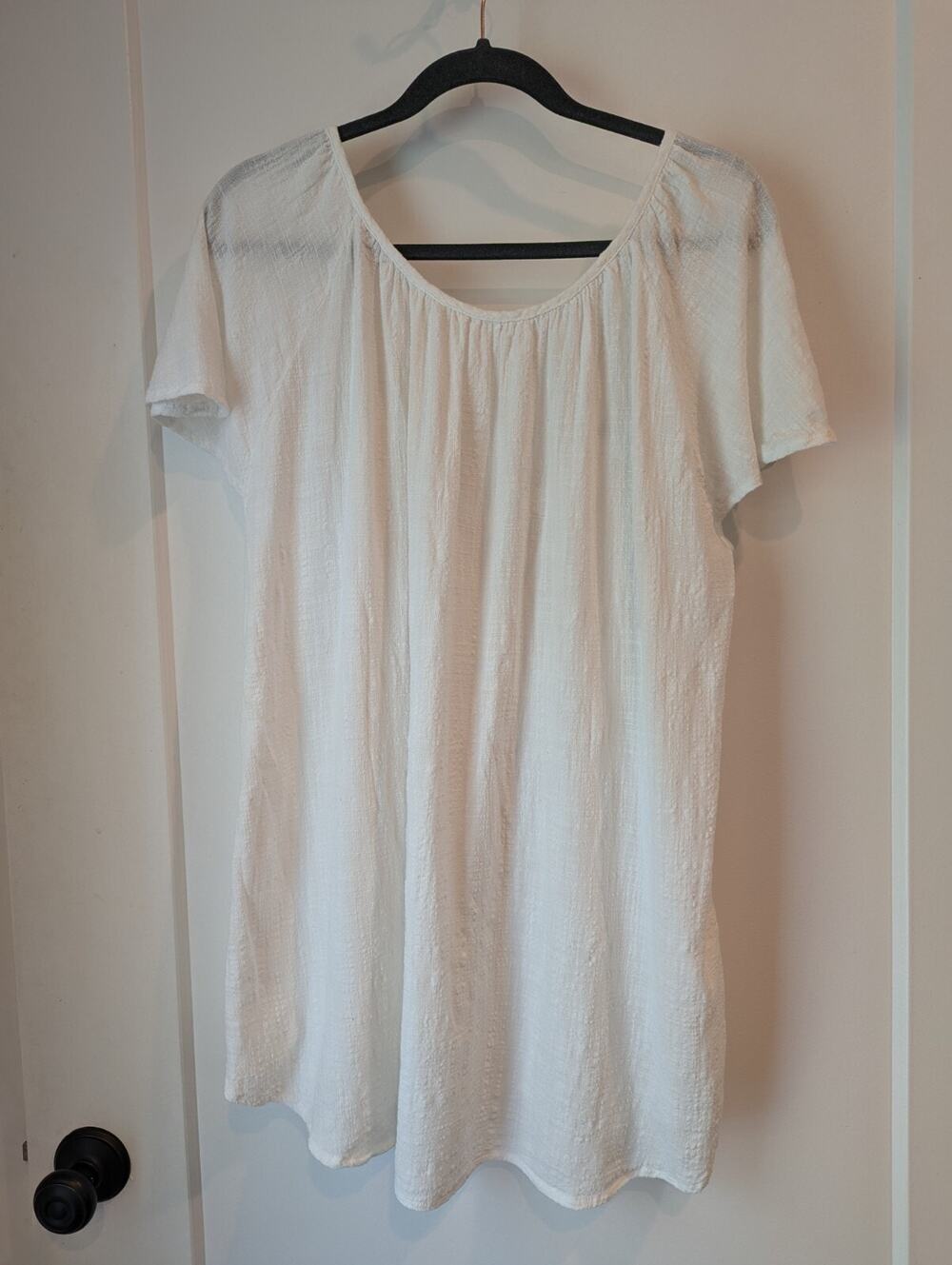 Kona Sol Ladies XL White Blouse Top Cotton Gauzy Flowy Beachy Nautical Vacation